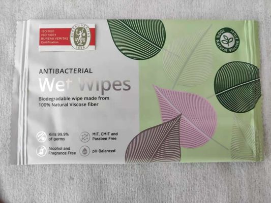 Biodegradable Antibacterial Wet Wipes 100% Natural Viscose Fiber