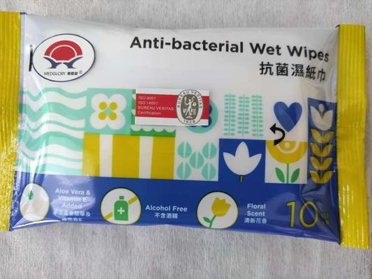 Anti-Bacterial Aloe Vera Vitamin E Added Wet Wipes Gentle Non-Alcoholic