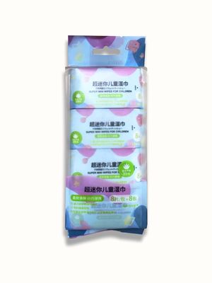 45gsm  Portable Baby Wet Wipes For Children Aloe Vera Essence 8 Pcs*8 Packs